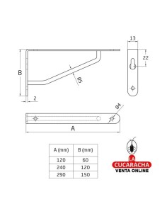 PALOMILLA ACERO INOX BALDAS Y ESTANTERIAS ACABADO MATE MODELO 2000.