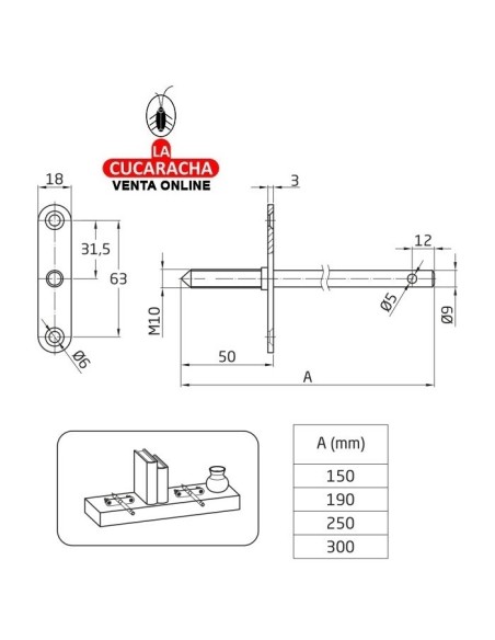 SOPORTE OCULTO ACERO BICROMATADO CON BARRA BALDAS Y ESTANTERIAS MODELO 20.