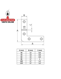 ESCUADRA REFUERZO ACERO CINCADA CANTO CUADRADO MODELO 1.