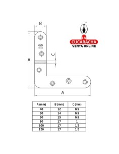 ESCUADRA REFUERZO ACERO BICROMATADA CANTO REDONDO MODELO 2.