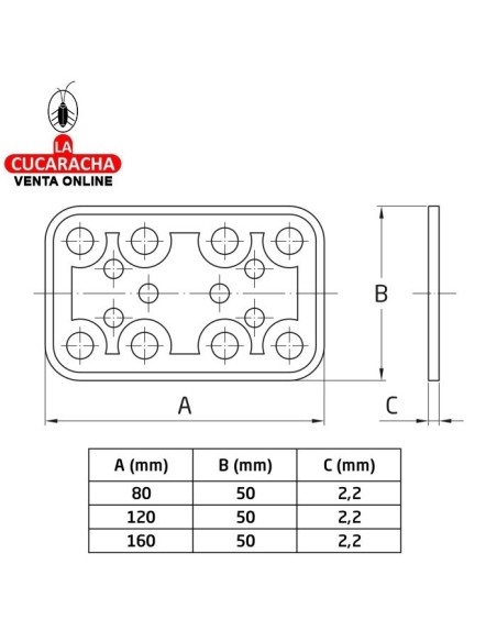 PLACA SOPORTE ACERO PLANA PERFORADA MODELO 500.