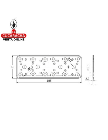 PLACA SOPORTE ACERO PLANA PERFORADA MODELO 501.