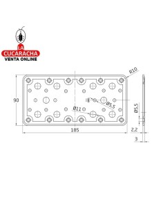 PLACA SOPORTE ACERO PLANA PERFORADA MODELO 502.