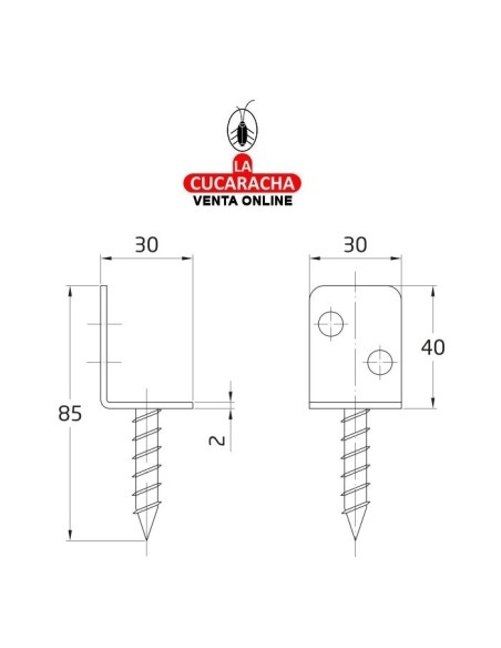 ANCLAJE ACERO UNION PIEZAS MADERA TORNILLO SOLDADO MODELO 10.