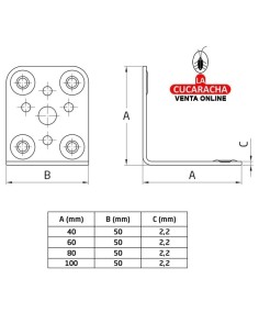 ANGULO PLACA ACERO REFORZADO MODELO 300.-15 Variantes.
