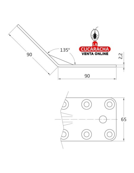 ANGULO A 135º ACERO REFORZADO PERFORADO MODELO 306.