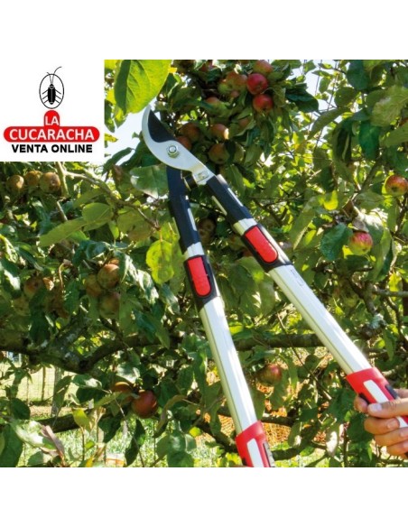 TIJERA PODAR A DOS MANOS MANGOS TELESCOPICOS ALUMINIO RAMAS VERDES Y HUMEDAS MODELO P04.