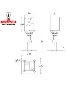 SOPORTE ACERO BICROMATADO REGULABLE POSTE MODELO 357.