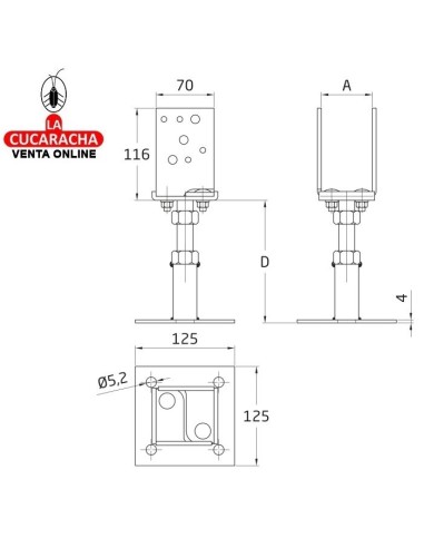 SOPORTE ACERO BICROMATADO REGULABLE... SOPORTE ACERO BICROMATADO REGULABLE...