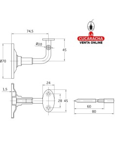 SOPORTE ACERO NEGRO PASAMANOS MODELO 24.