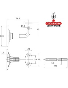 SOPORTE ACERO COLOR CUERO PASAMANOS MODELO 26.