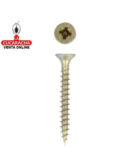 BLISTER TIRAFONDO ACERO BICROMATADO CABEZA PLANA POZIDRIVE.