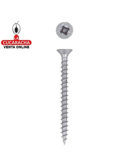 BLISTER TIRAFONDO ACERO CINCADO CABEZA PLANA POZIDRIVE.