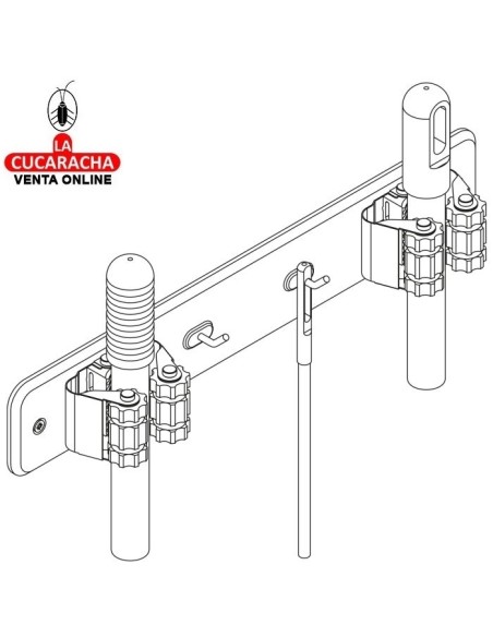 COLGADOR PARED ACERO PARA 2 ESCOBAS MODELO 761.