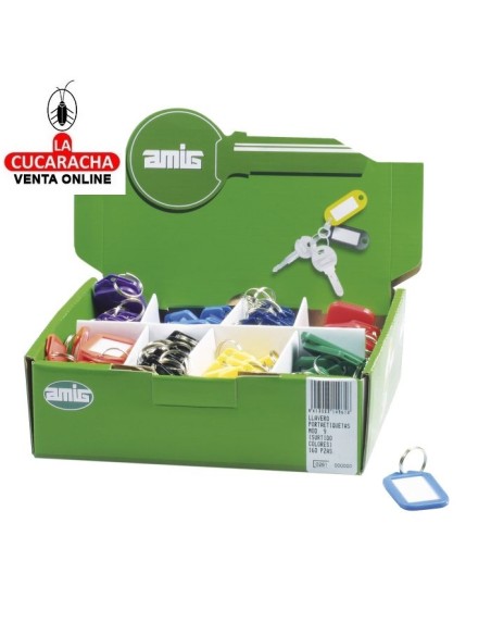 CAJA 160 LLAVEROS PORTA-ETIQUETAS 50X30MM ANILLA 18MM MODELO 9.