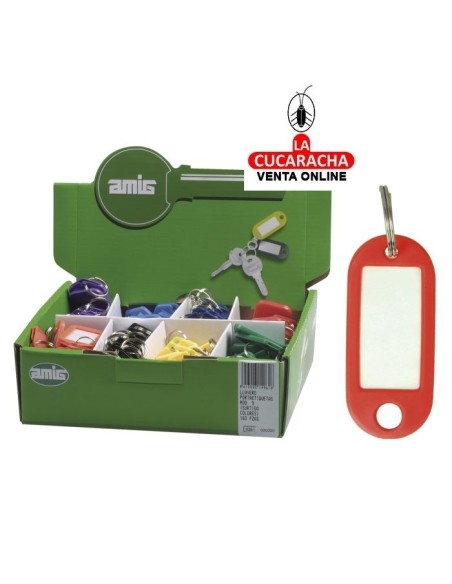 CAJA 160 LLAVEROS PORTA-ETIQUETAS 50X30MM ANILLA 18MM MODELO 9.