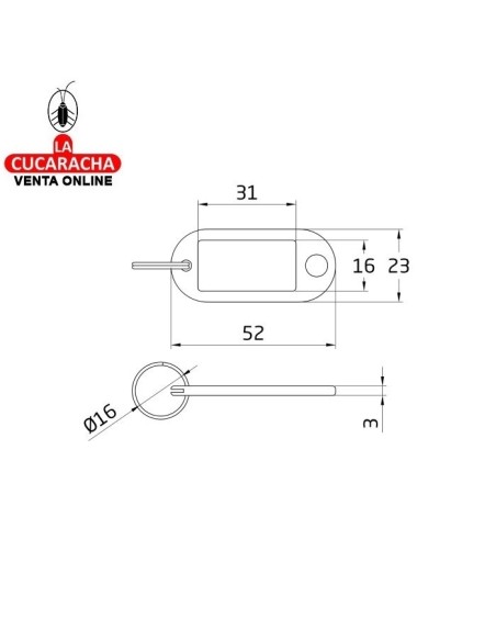 CAJA 200 LLAVEROS PORTA-ETIQUETAS 52x23MM ANILLA 16MM MODELO 8.