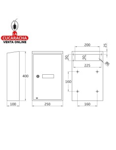 Recogecartas Buzón Acero Interiores 40x25x10cm. Modelo 5.