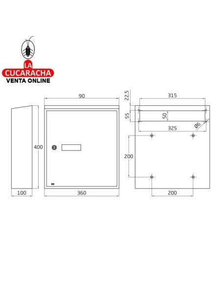 Recogecartas Buzón Acero Interiores 40x36x10cm. Modelo 6.