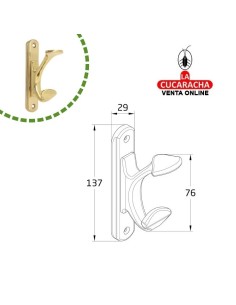 COLGADOR LATON PARED ROPA 2 GANCHOS MODELO 52.