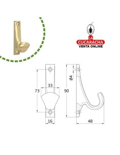 COLGADOR LATON PARED ROPA 1 GANCHO MODELO 51.