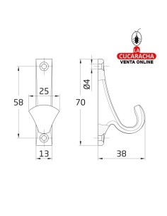 BLISTER 1 COLGADOR LATON PARED ROPA 1 GANCHO MODELO 50.
