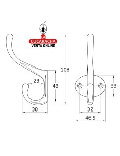 BLISTER 1 COLGADOR ZAMAK PARED ROPA 2 GANCHOS MODELO 26.