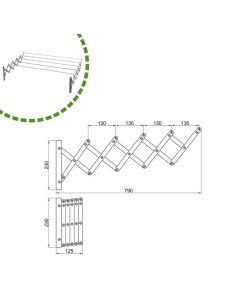 TENDEDERO ROPA EXTENSIBLE INOXIDABLE KIT MODELO 1.