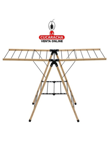 TENDEDERO ROPA ALAS PLEGABLE ACERO-BAMBU MODELO AERIA-N13M.