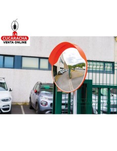ESPEJO CONVEXO SEGURIDAD GARAJES NARANJA CON VISERA MODELO AMIG 2.