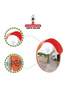 ESPEJO CONVEXO SEGURIDAD GARAJES NARANJA CON VISERA MODELO AMIG 2.