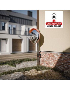 SOPORTE ACERO PARED ESPEJO CONVEXO SEGURIDAD GARAJES CON VISERA MODELO AMIG 2.