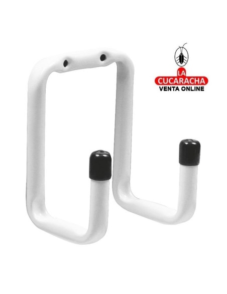 COLGADOR DOBLE MULTIUSOS PARED ACERO BLANCO 12X75MM MODELO 756.