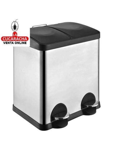 CUBO RECICLAJE DOBLE ACERO INOX CON PEDAL MODELO RECIK2.