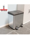 CUBO RECICLAJE DOBLE ACERO INOX CON PEDAL MODELO RECIK2.