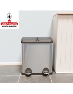 CUBO RECICLAJE DOBLE ACERO INOX CON PEDAL MODELO RECIK2.