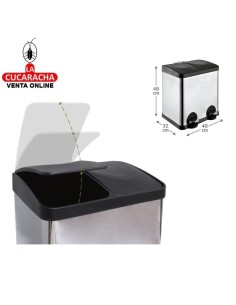 CUBO RECICLAJE DOBLE ACERO INOX CON PEDAL MODELO RECIK2.