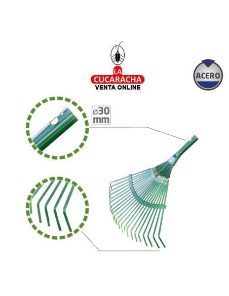 ESCOBA METALICA JARDIN 22 PUAS CINCADAS SIN MANGO MODELO P38.