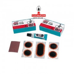 CAJA PARCHES DISOLUCION Y LIJA  MOTO BICI  TIP TOP**