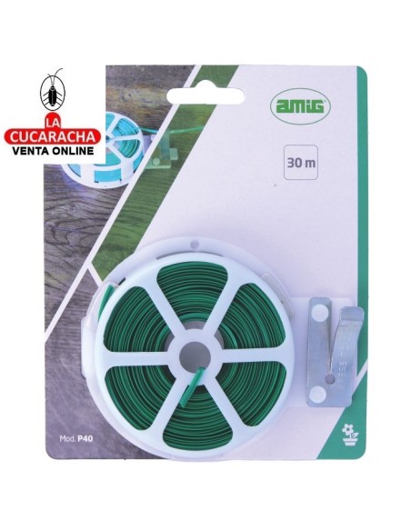 ROLLO ALAMBRE 30M PLASTIFICADO FLEXIBLE CON CORTADOR METALICO MODELO P40.