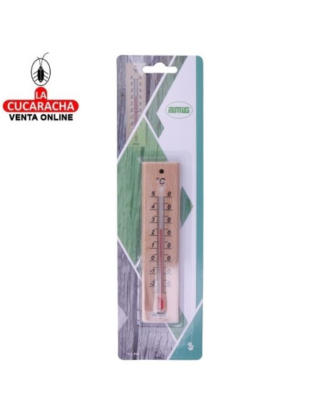 TERMOMETRO ANALOGICO BASE MADERA MODELO P41.