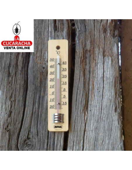 TERMOMETRO ANALOGICO BASE MADERA MODELO P41.