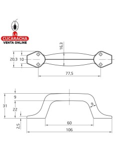 amig-Tirador ACERO LATONADO BARNIZADO MUEBLES Modelo 5.