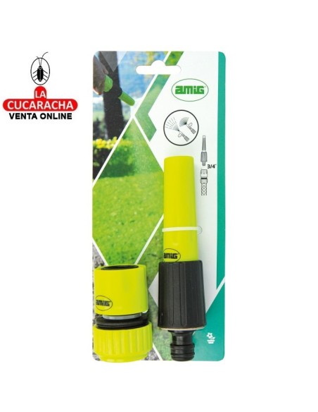 BLISTER KIT RIEGO ABS LANZA DE RIEGO Y EMPALME RAPIDO 3/4 STOP MODELO R32.