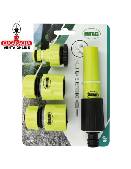 BLISTER KIT RIEGO ABS LANZA-ADAPTADOR/REDUCTOR Y 2 EMPALMES RAPIDO 1/2-3/4 STOP MODELO R33.