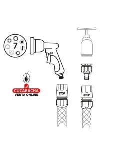 BLISTER KIT RIEGO ABS PISTOLA 7 FUNCIONES-ADAPTADOR-2 EMPALMES MODELO R36.