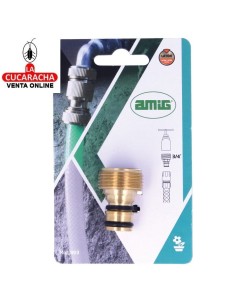 BLISTER ADAPTADOR MACHO ROSCA UNION GRIFO Y MANGUERA LATON MODELO R03.