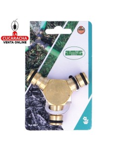 BLISTER DERIVACION TRIPLE CONECTORES RAPIDOS MANGUERA LATON MODELO R07.