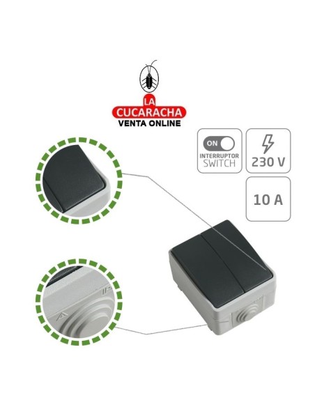 INTERRUPTOR DOBLE ESTANCO ELECTRICO SOBREPONER IP54 MODELO 3622.