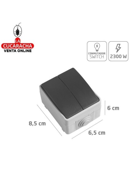 CONMUTADOR ESTANCO ELECTRICO DOBLE SOBREPONER IP54 MODELO 3612.